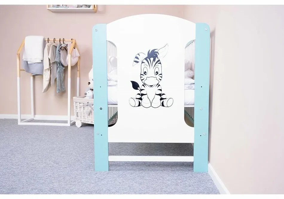 New Baby Crib Elsa Zebra, alb-mint