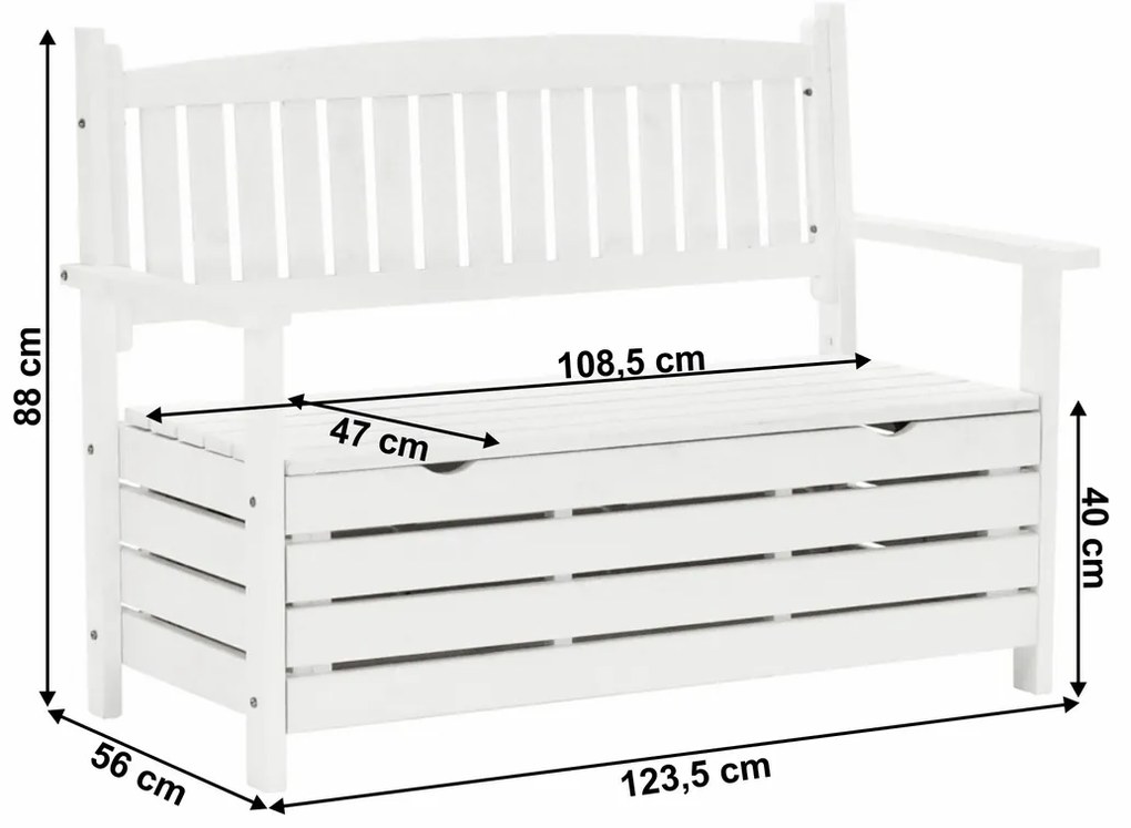 Bancă de grădină, alb, 123,5 cm, DILKA