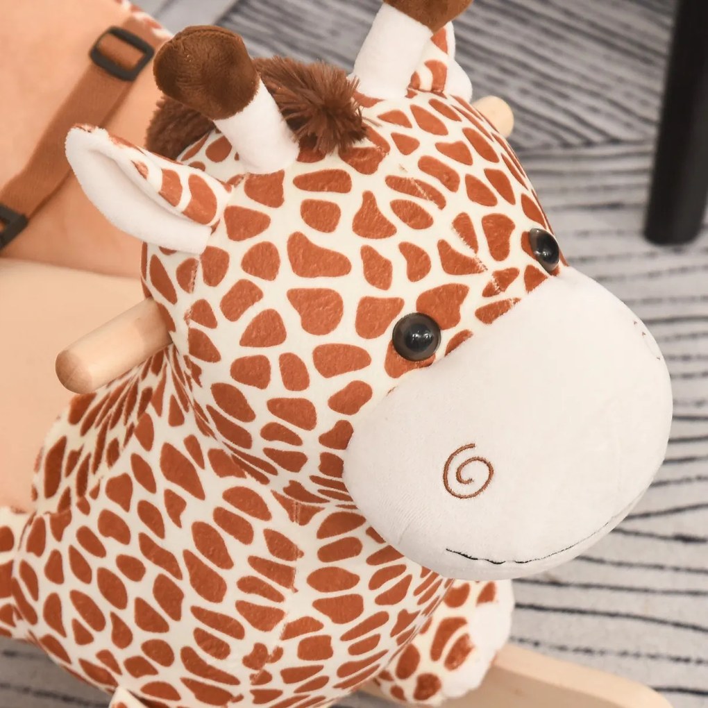 HOMCOM Balansoar din Lemn pentru Copii, Formă de Girafă, Jucărie Educativă, 60x33x45 cm | Aosom Romania