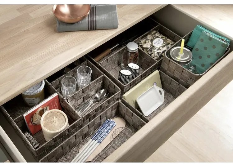 Organizator Compactor TEX 32 x 25 x 8 cm, 5 piese, maro deschis