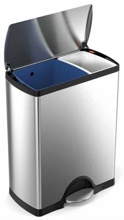 Simplehuman Coș de gunoi dreptunghiular cu pedalăpentru sortarea deșeurilor, 46 l, oțel