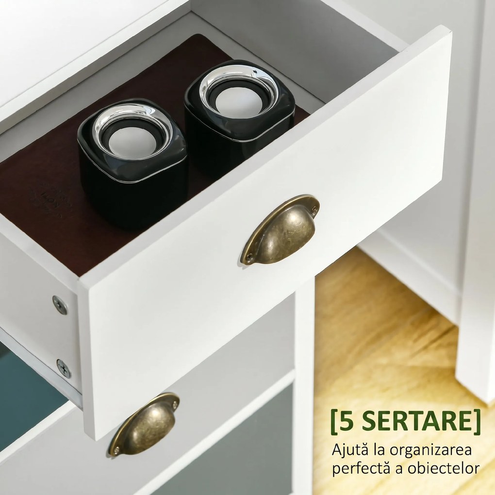 HOMCOM Comodă pentru Dormitor cu 5 Sertare Colorate, cu Mânere Metalice,  45x30x95.4 cm, Multicolor | Aosom Romania