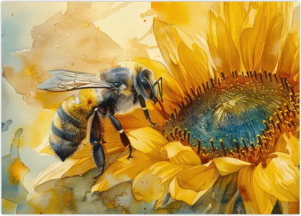 Tablou - Albină, acuarelă (70x50 cm)