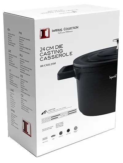 Oala marmorata 24 cm, Imperial Collection IM-CASL24M, 4.3l, negru Negru