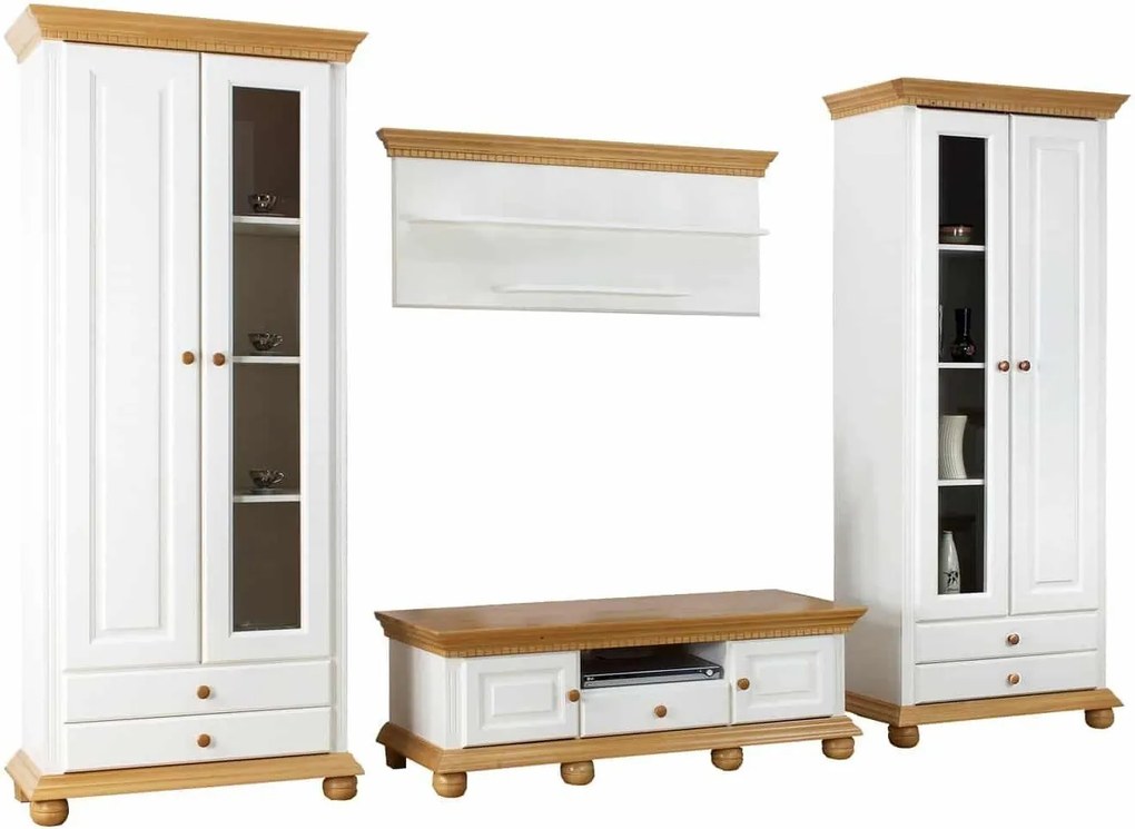 Set lemn masiv natur Living Margaret Model A Alb/