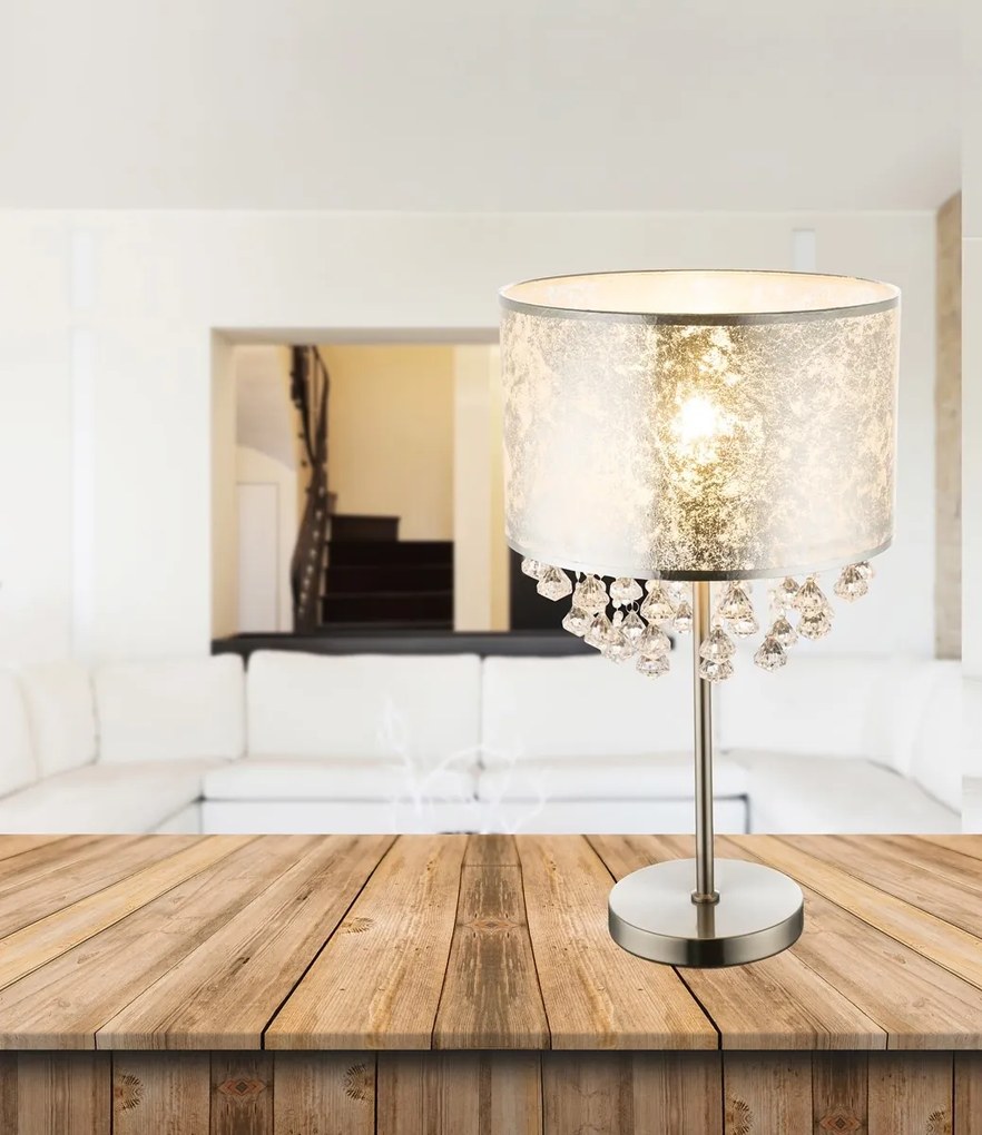 Veioza moderna design elegant Amy I argintie 15188T3 GL