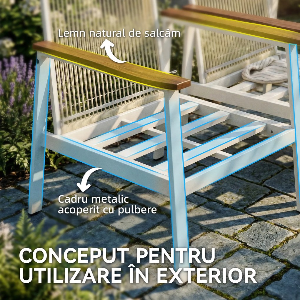 Outsunny Set Mobilier Grădină 4 Persoane: 2 Fotolii, Canapea, Măsuță | Aosom Romania