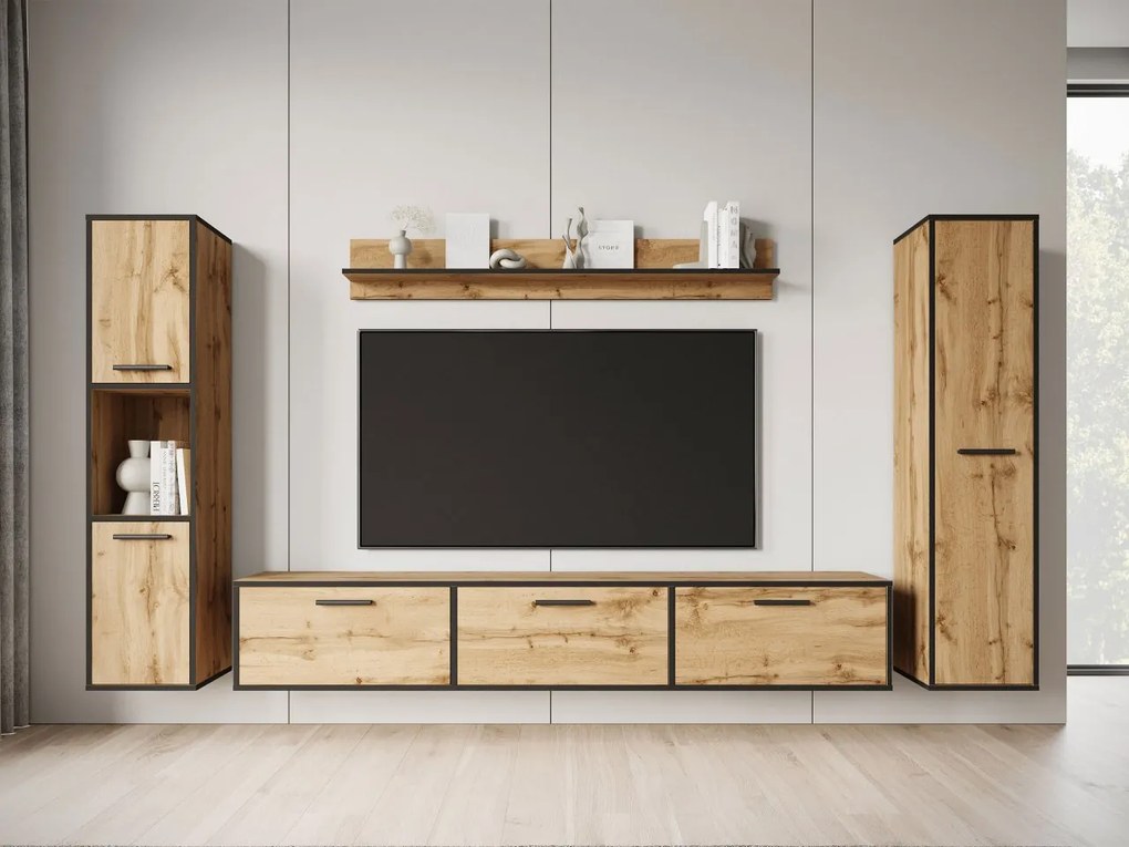 Mobilier living Ikinra XL (Stejar wotan + Negru) . 1104554