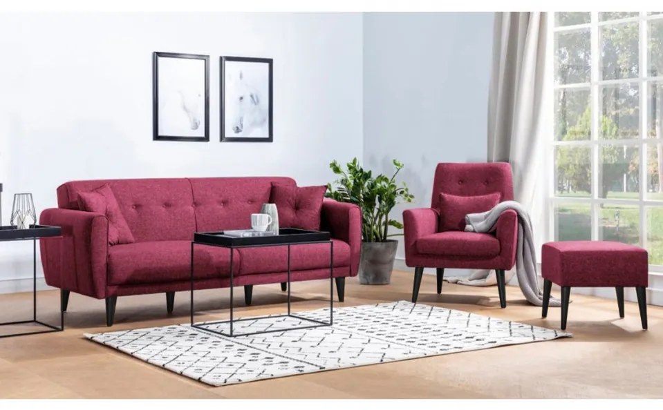 Set Canapea Extensibilă si Fotoliu Aria - S, Rosu