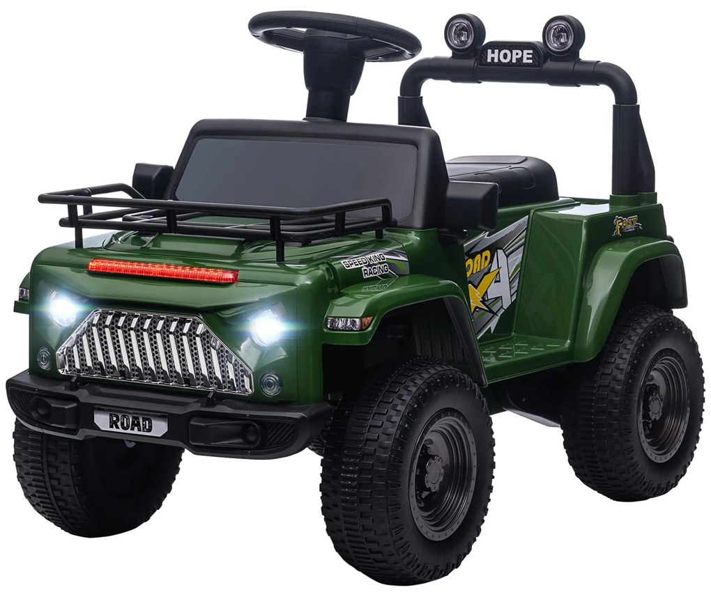 HOMCOM Mașină 4x4 electrică pentru copii, cu spațiu de depozitare viteză 3 km/h faruri claxon muzică 3-5 ani | Aosom Romania