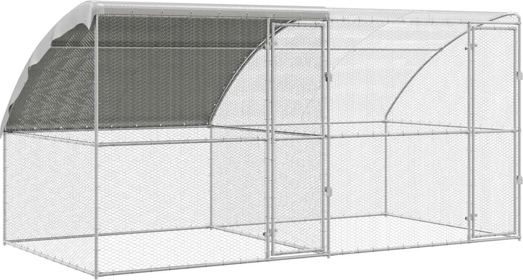 vidaXL Cușcă pentru pui 2 pcs Argintiu 400 x 200 x 200 cm Oțel și PE