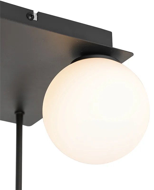 Plafoniera moderna neagra cu sticla opala cu 5 lumini - Atena