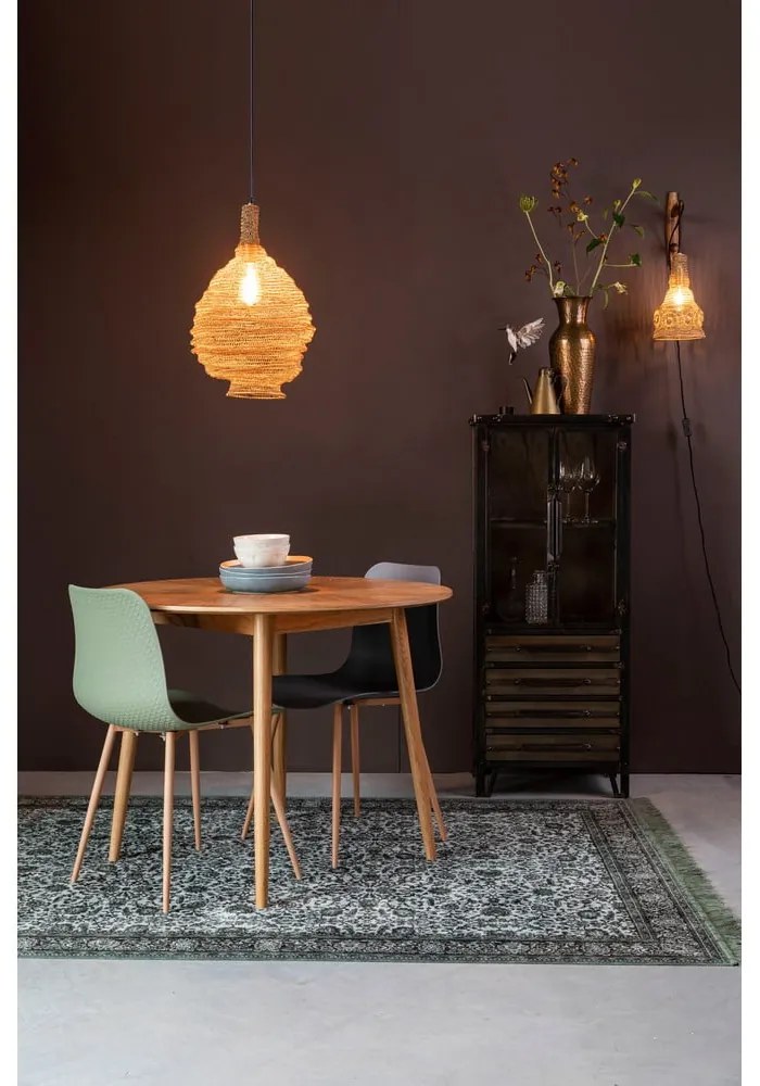 Masă de dining rotundă cu blat cu aspect de lemn de stejar ø 100 cm Fabio – White Label