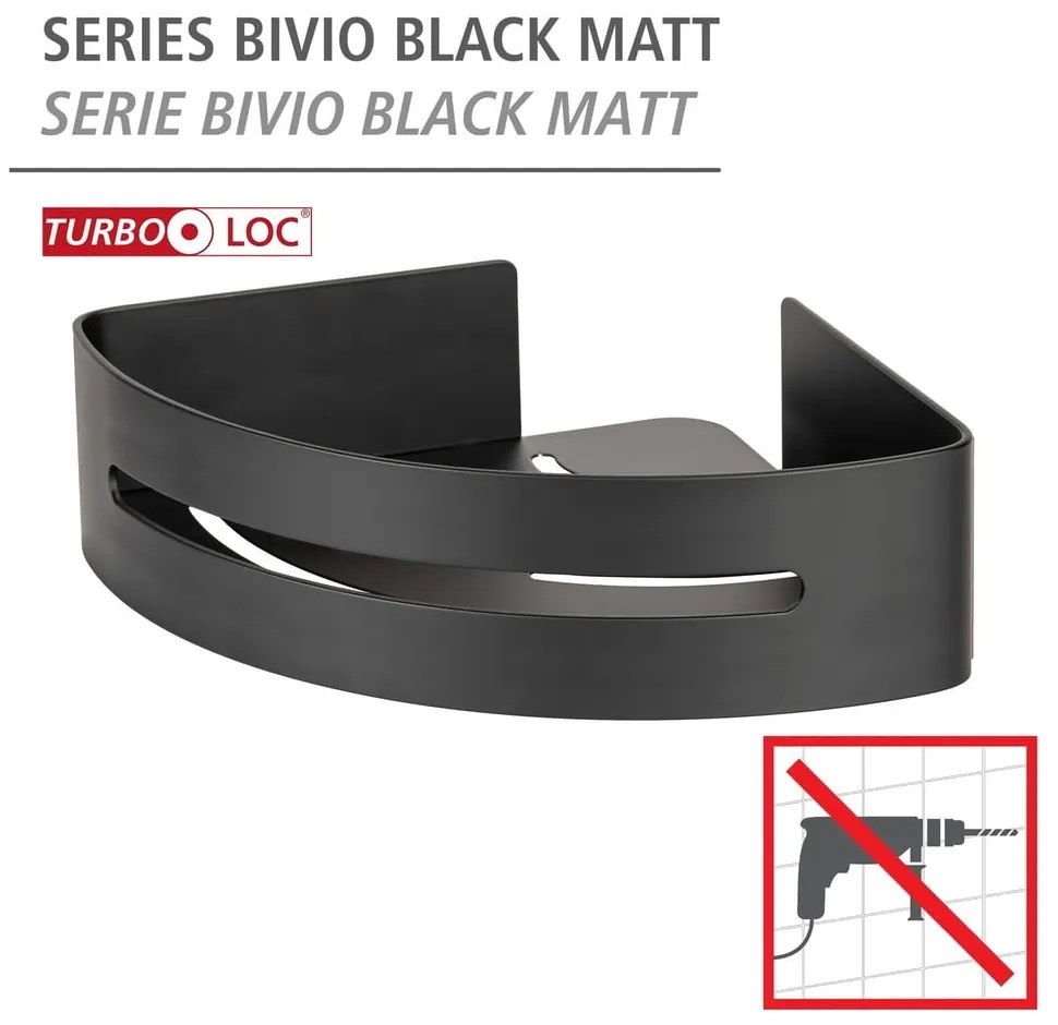 Raft pentru baie negru mat de colț autoadeziv din metal Bivio – Wenko