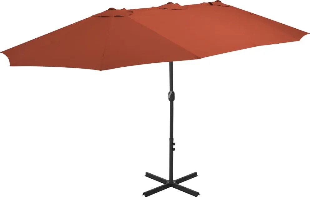 vidaXL Umbrelă de soare exterior stâlp aluminiu, cărămiziu, 460x270 cm
