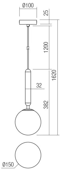Lustră pe cablu HAIKU 1xE14/28W/230V alamă Redo 01-3130