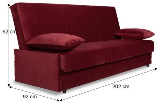 Canapea Extensibila Click-Clack Olimpia Riviera 61 Rosu, 202 x 92 x 92 CmCm