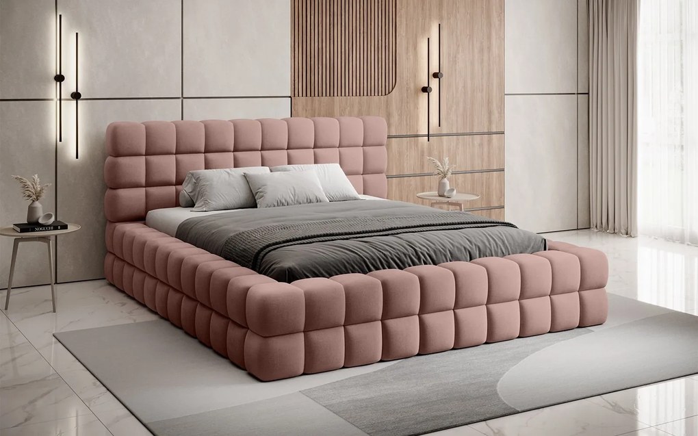 Pat lemn masiv Tapitat Tetrix Personalizabil 140/160/180x200cm - 180x200, Touch 100