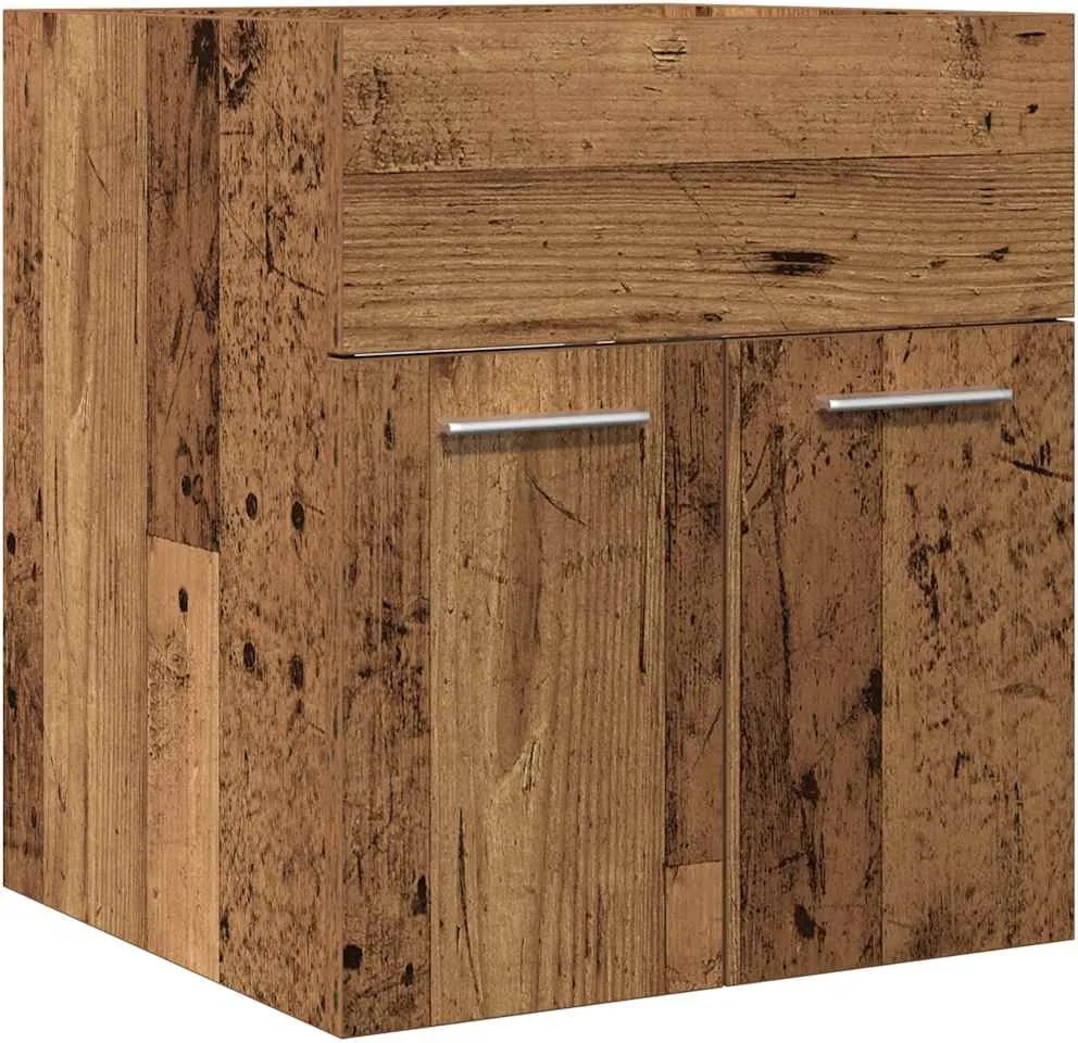 vidaXL Dulap chiuvetă baie, lemn vechi, 41x38,5x46 cm, lemn prelucrat