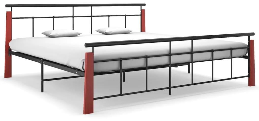 324896 vidaXL Cadru de pat, 200x200 cm, metal și lemn masiv de stejar