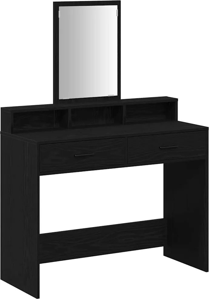 vidaXL Masă de Machiaj Stejar Negru 100 x 41 x 140 cm Lemn compozit