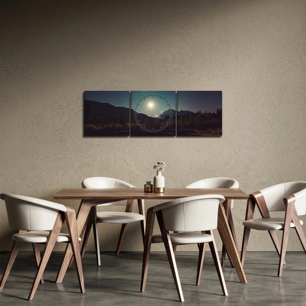Tablou - cerul nocturn (cu ceas) (90x30 cm)