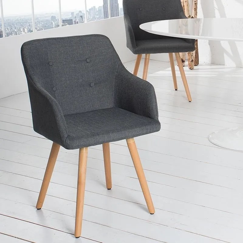 Set 2 scaune cu brate design nordic Scandinavia gri inchis A-36823 VC