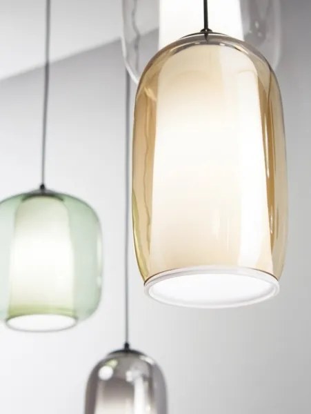 Ondaluce - Pendul pe cablu BONNIE, 1x E27, 15W, 230V, Ø 15,5 cm, negru/bej fumuriu