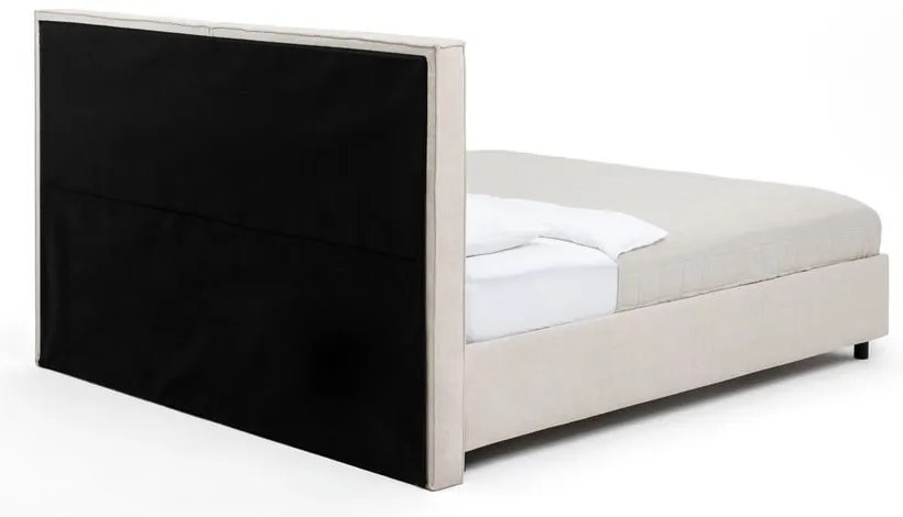 Pat matrimonial bej tapițat cu spațiu de depozitare cu somieră 160x200 cm Myra Bold – Bonami Selection