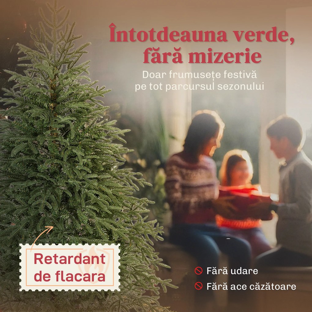 HOMCOM Brad de Crăciun Plin de 150 cm cu Vârfuri Dense și Realiste, Montaj Ușor - Verde | Aosom Romania