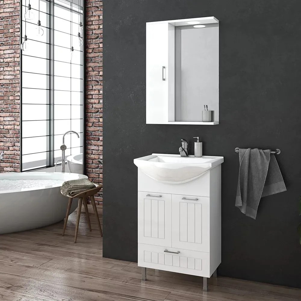 Dulap cu oglinda suspendat Drop Ritmo alb 1 usa 48 cm stanga