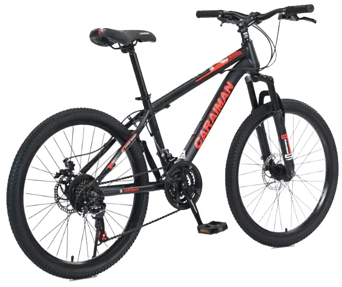 Bicicleta Caraiman, roti 27.5 inch, cadru otel, frane pe disc, negru cu rosu, BC95