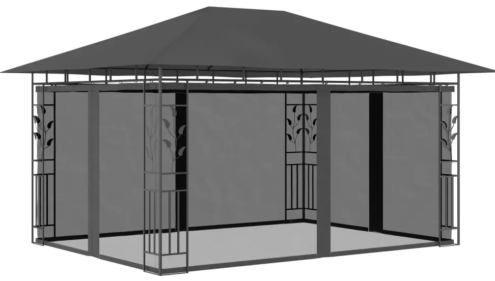 vidaXL Pavilion cu plasă anti-țânțari, antracit, 4 x 3 x 2,73 m