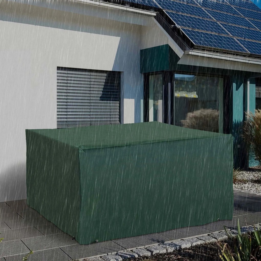 Husă de protecție rezistentă la intemperii Outsunny pentru mobilier de grădină din material Oxford, Verde, 135x135x75cm | Aosom Romania