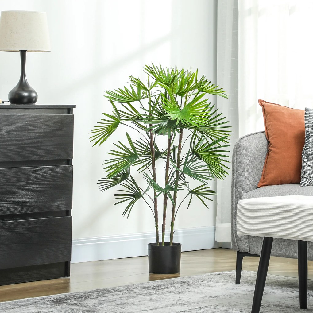 HOMCOM Plantă artificială de 90 cm din plastic verde cu ghiveci de Ø16.5x13.5 cm | Aosom Romania