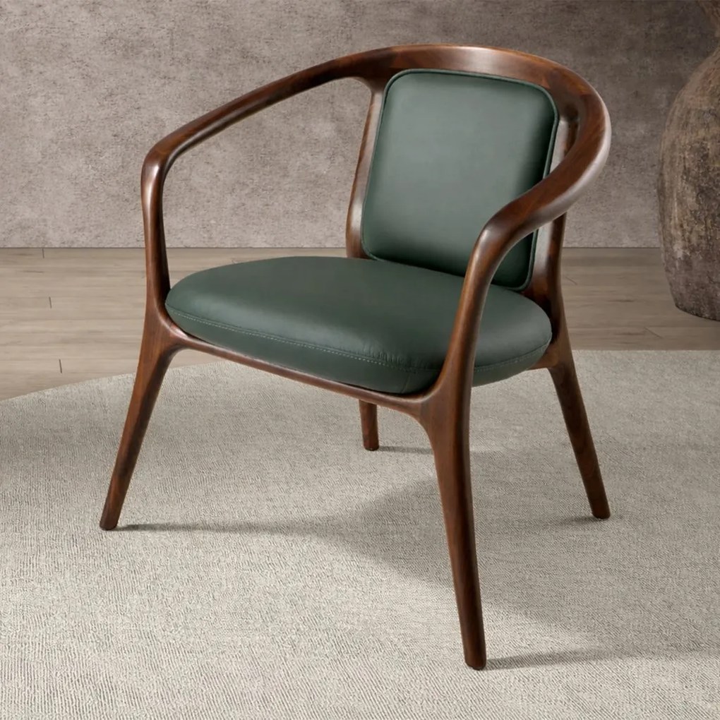 Scaun cu brate LUX design italian, Piele Sintetica Verde Inchis