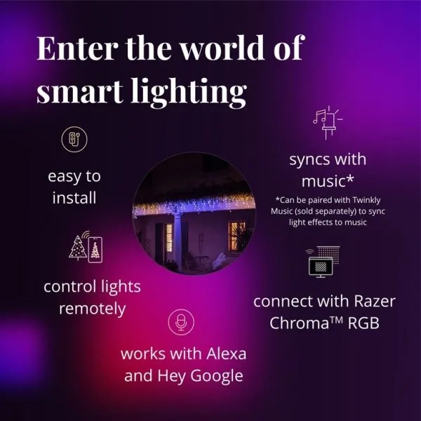 Perdea LED RGB de Crăciun de exterior 190xLED 5 m IP44 Wi-Fi Twinkly TWI190STP-TEU