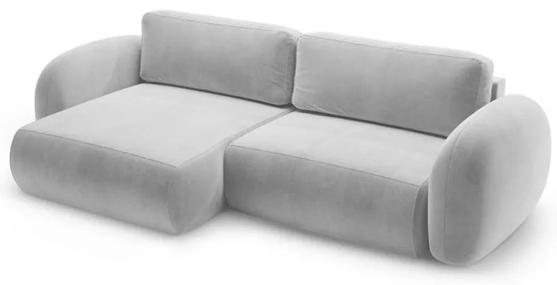 Colțar gri deschis extensibil/cu spațiu de depozitare cu tapițerie din catifea Tonale – Cosmopolitan Design