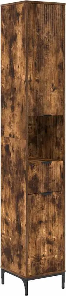 vidaXL Dulap de Baie cu sertar Stejar fumuriu 31,5 x 33 x 190 cm