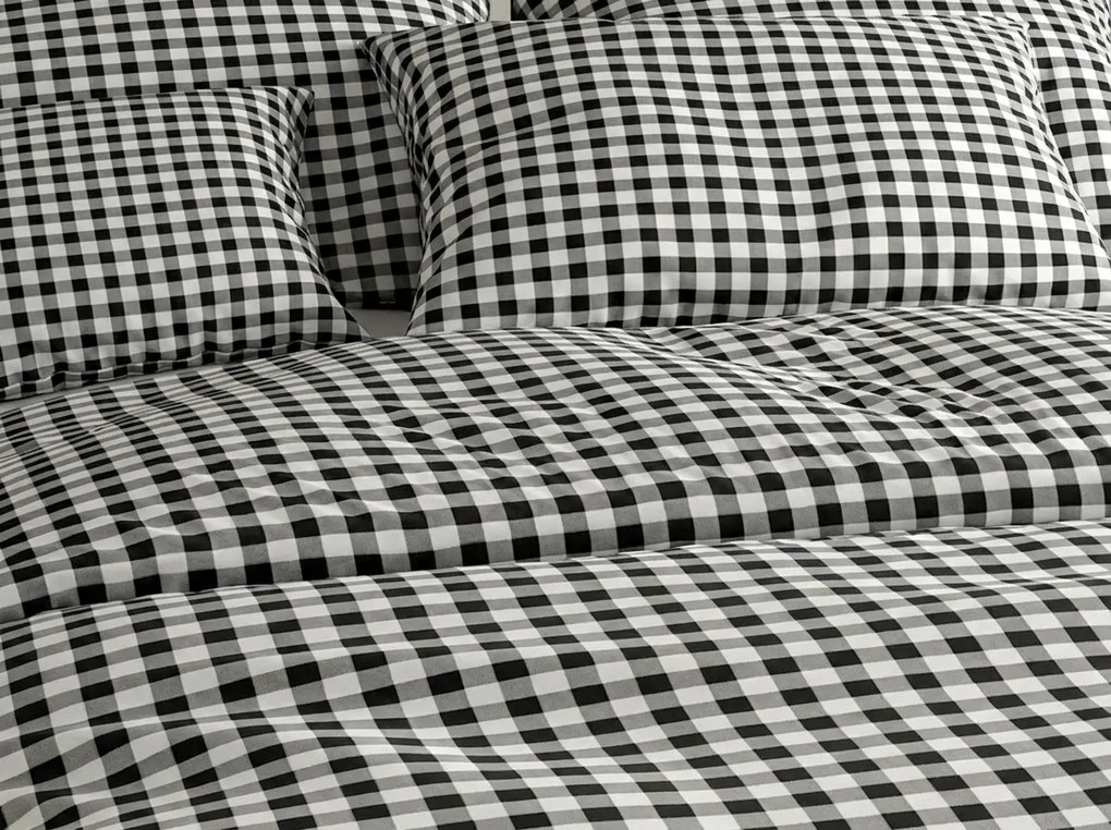 Lenjerie de pat din bumbac NORDIC CHECK gri inchis Dimensiune lenjerie de pat: 70 x 90 cm | 140 x 200 cm
