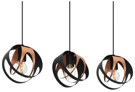 Lustră pe cablu MOONLIGHT 3xE27/15W/230V neagră/cupru