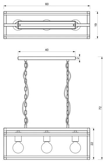 Lustră pe lanț ARNOLD 3xE27/60W/230V neagră
