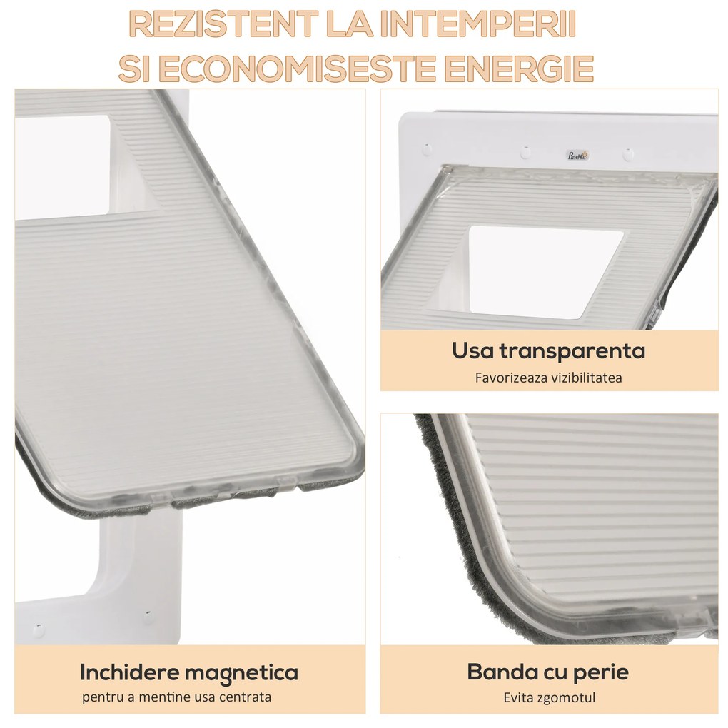 PawHut Ușă Batantă cu Sistem de Blocare pentru Animăluțe, Ușor de Instalat, 38.6x52x1.8cm, Albă | Aosom Romania