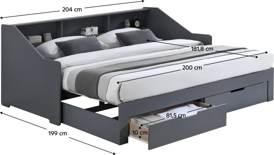 Patul extensibil, gri, MONETA