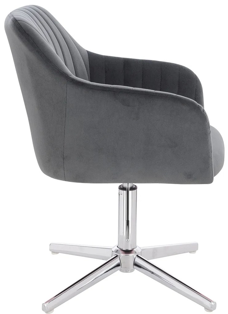 HR190CROSS Scaun Grafit din Catifea cu Bază Cromata