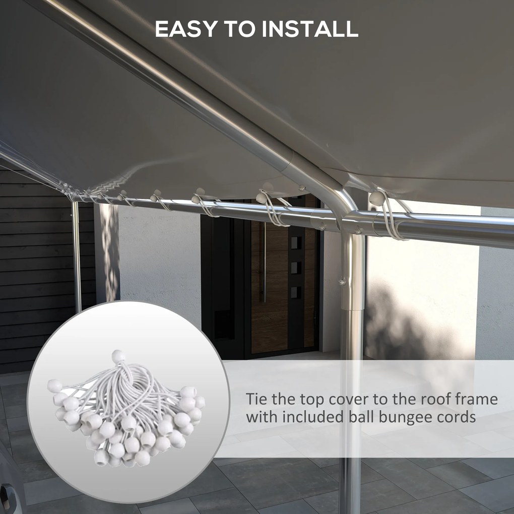 Outsunny Acoperiș pentru Carport 10 x 20 ft, Prelată de Schimb Rezistentă la UV cu Corzi Elastice, Albă | Aosom Romania