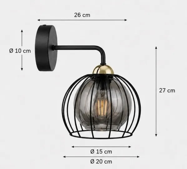 Aplică SOLO BLACK 1xE27/60W/230V black/gold