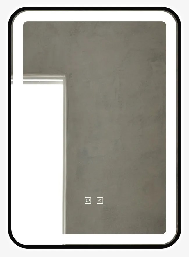 Oglindă Baie LED și Dezaburire Elit's Premium cu Senzor Touch, Lumina Rece, Caldă și Neutră, 50x70cm, cu rama Negru Antichizat