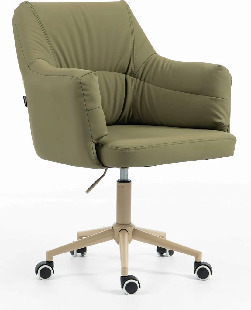 HR840K Scaun Khaki Piele Ecologica Premium Soft cu Bază Crem