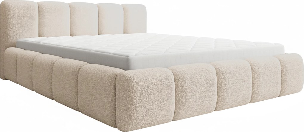 Pat tapițat Tesia 160x200 cu ladă depozitare - bukla bej Quelle 03